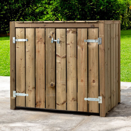 Emprenyeli ahşap çöp konteyneri kabini 2x 240 liter 133,5x87,5x119cm
