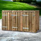 Emprenyeli ahşap çöp konteyneri kabini 3x 240 liter 205x88x119cm