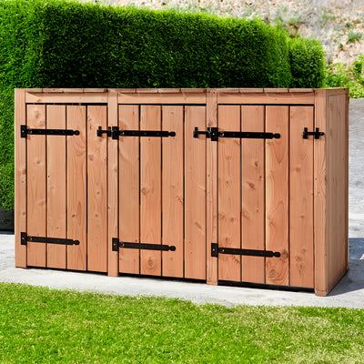 Douglas ahşabı çöp konteyneri kabini 3x 240 liter 205x88x119cm