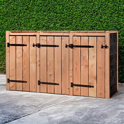 siyah Douglas ahşabı çöp konteyneri kabini 3x 240 liter 205x88x119cm