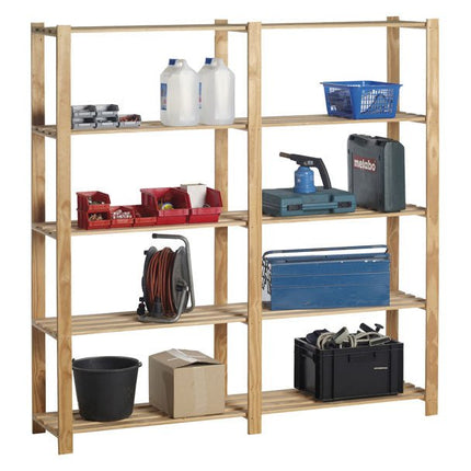Practo Houten opbergrek 175x175x40 cm – 5 legborden - Doika - Opbergrekken - Practo Home -  - H229