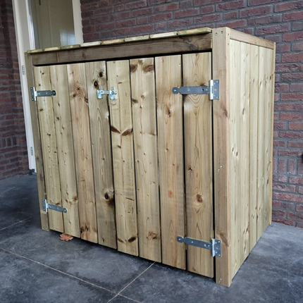 Emprenyeli ahşap çöp konteyneri kabini 2x 240 liter 133,5x87,5x119cm