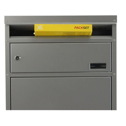 Safepost pakketbrievenbus 65 met plat dak zilvergrijs RAL 9006 - Doika BV - Pakketbrievenbus - Safepost - 7330589003523 - 900352