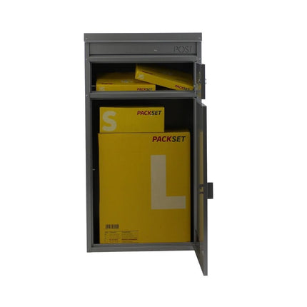 Safepost pakketbrievenbus 65 met plat dak zilvergrijs RAL 9006 - Doika BV - Pakketbrievenbus - Safepost - 7330589003523 - 900352